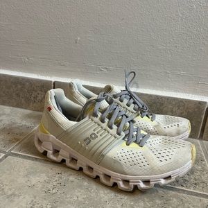 On running shoes, stained but lightly used